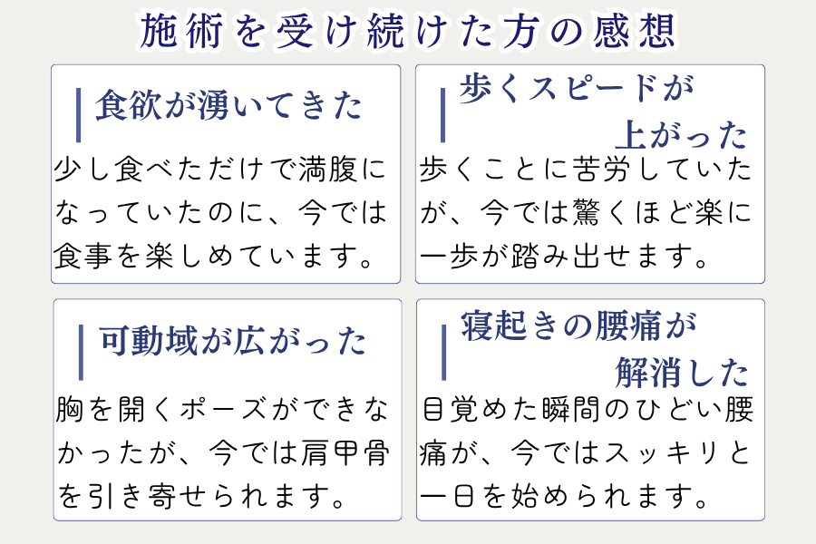 施術を受け続けた方の感想